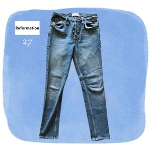 Reformation Serena High Skinny Jeans Womens Button Fly Size 27 Wash Kasai